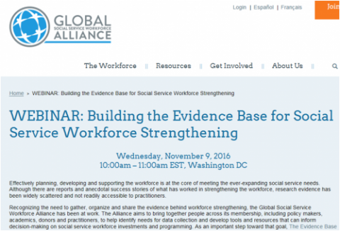 Nov 9 Webinar: Building the Evidence Base for Social Service Workforce Strengthening