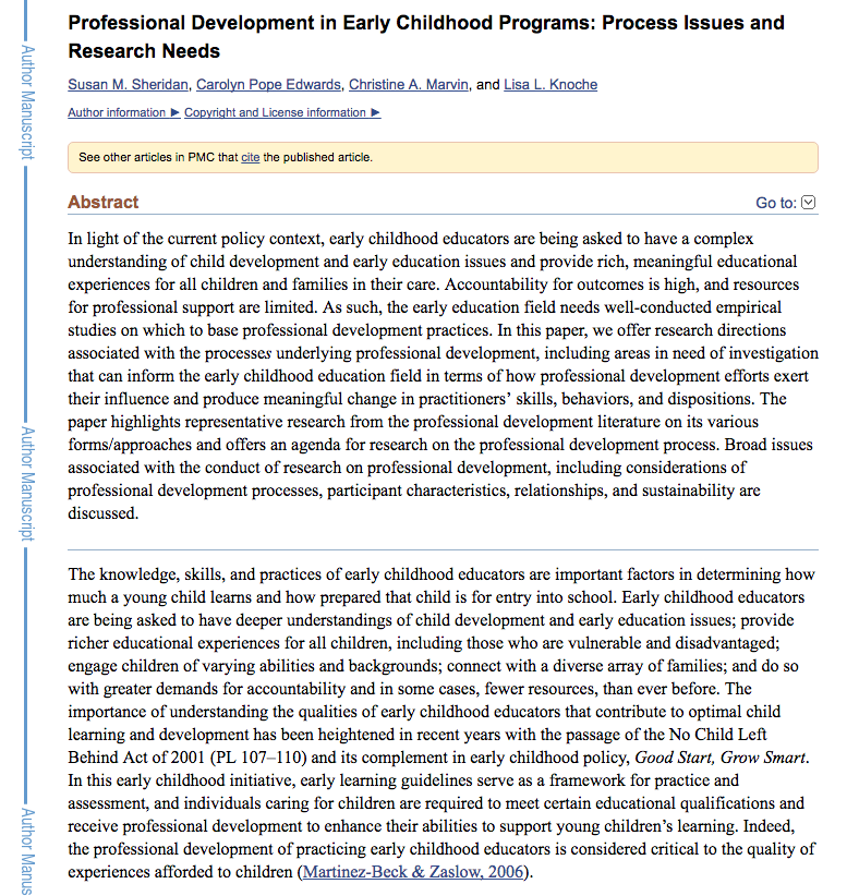 Professional Development in Early Childhood Programs_ Process Issues and Research Needs