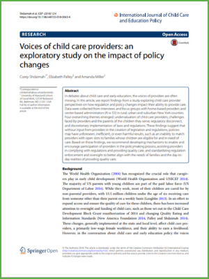 Voices of child care providers - an exploratory study on the impact of policy changes